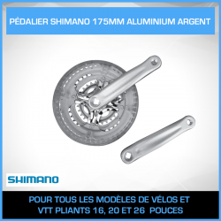Pédalier Shimano 175mm ALUMINIUM ARGENT