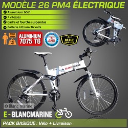 VTT PLIANT ÉLECTRIQUE BLANC MARINE MODÈLE 26PM4, AVEC OU SANS PORTE BAGAGE